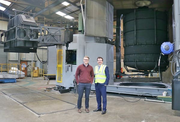 Andrew Griffiths visits Tuffa Tanks 2nd March 2018 (shaking hands with General Manager James Shenton by Oven) 