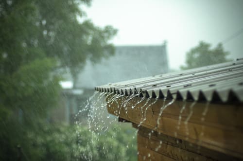 rainwater being collected from a rooftop
