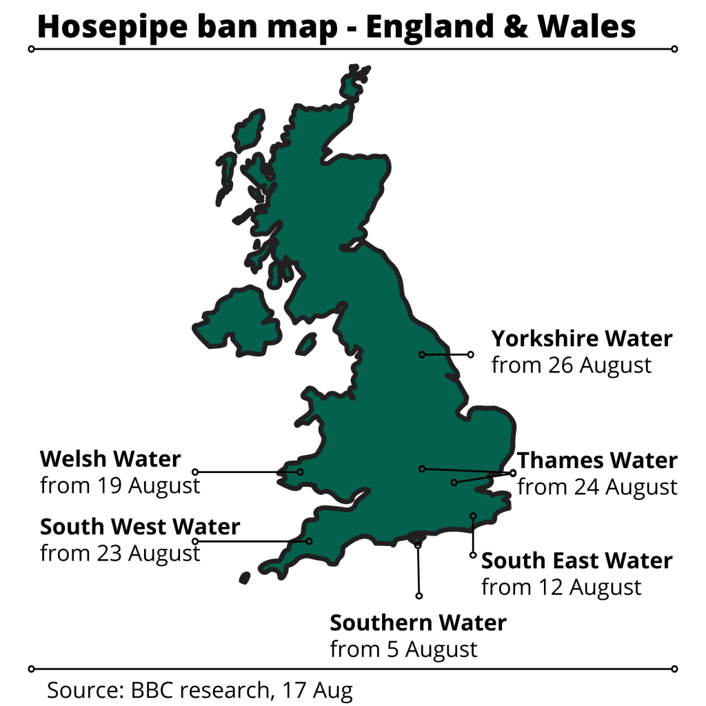 Hosepipe ban UK map